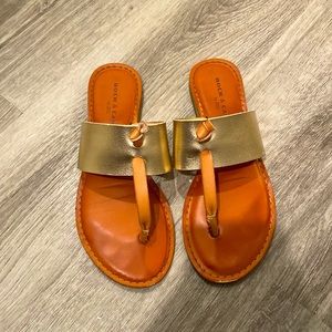 Brown and gold sandals